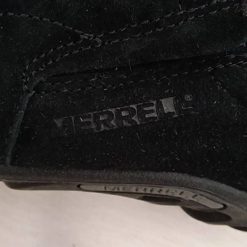 Merrell Big Kids Black Jungle Moc Leather Slip-On Shoes Size 1M (7.5)